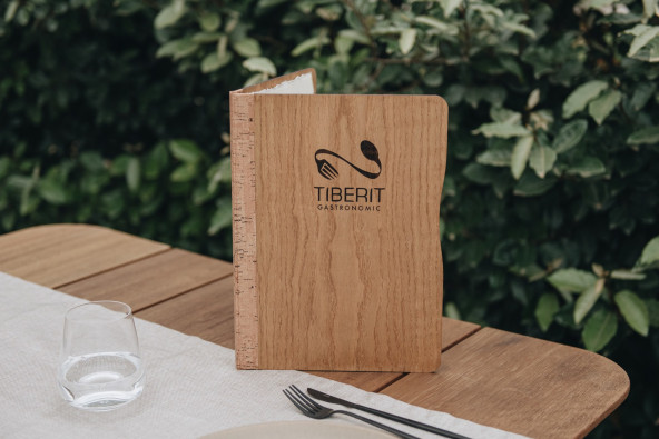 ELAN - A4 and A5 Letter Wooden menu boards Elegant and understated wooden letter bound with screws or elastic band with slots...