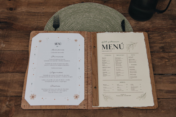ELAN - A4 and A5 Letter Wooden menu boards Elegant and understated wooden letter bound with screws or elastic band with slots...