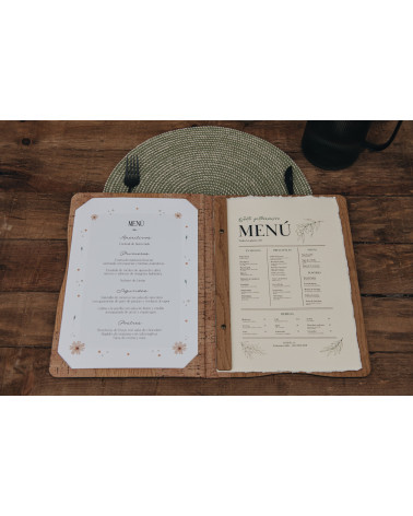 ELAN - A4 and A5 Letter Wooden menu boards Elegant and understated wooden letter bound with screws or elastic band with slots...