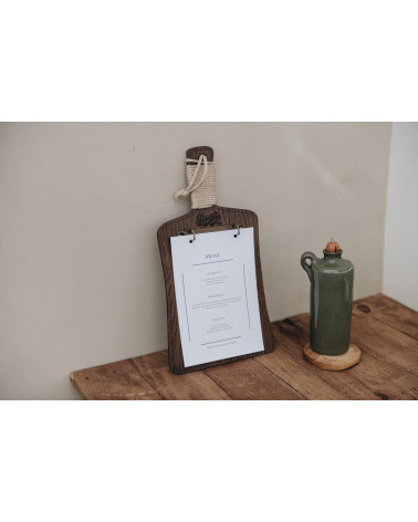 CHOP - Anelli per portamenù A5 Supporti per menu in legno Supporto per menu in legno stile tavolo da taglio rustico con rileg...