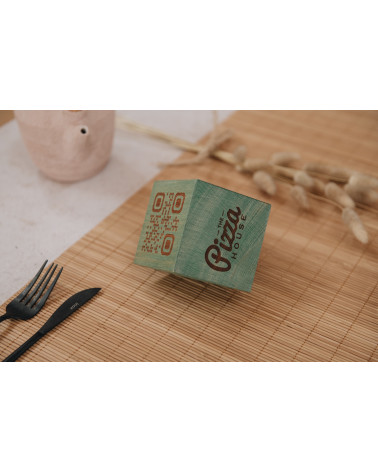 Custom 3D Wooden QR Cube Table Identifier