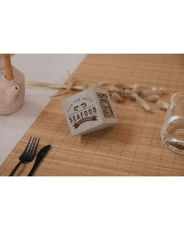 Custom 3D Wooden QR Cube Table Identifier