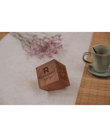 Custom 3D Wooden QR Cube Table Identifier