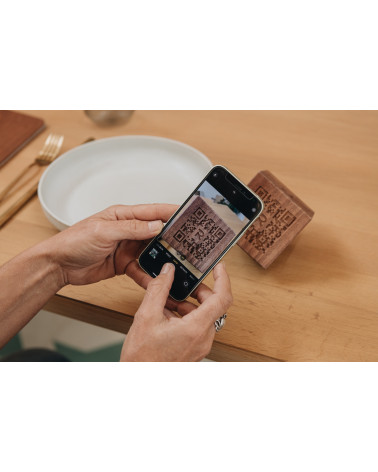 Custom 3D Wooden QR Cube Table Identifier