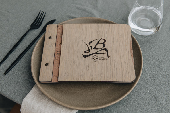 CLASSIC - A4 horizontal letter Wooden menu boards The classic letter evolved with textile upholstery on the inner sides, boun...